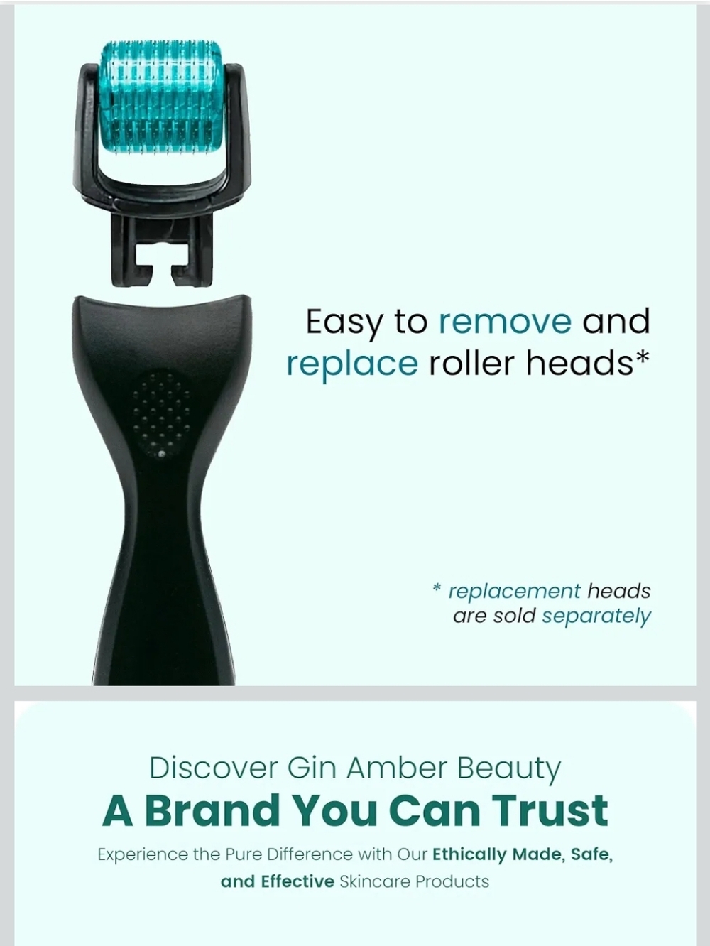 Gin Amber Green Derma Roller Handle with Replacement Head - Picture 2 of 6